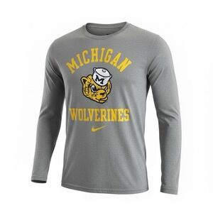 Michigan Wolverines NCAA Nike Gray Vintage Mascot Long Sleeve T-Shirt Medium